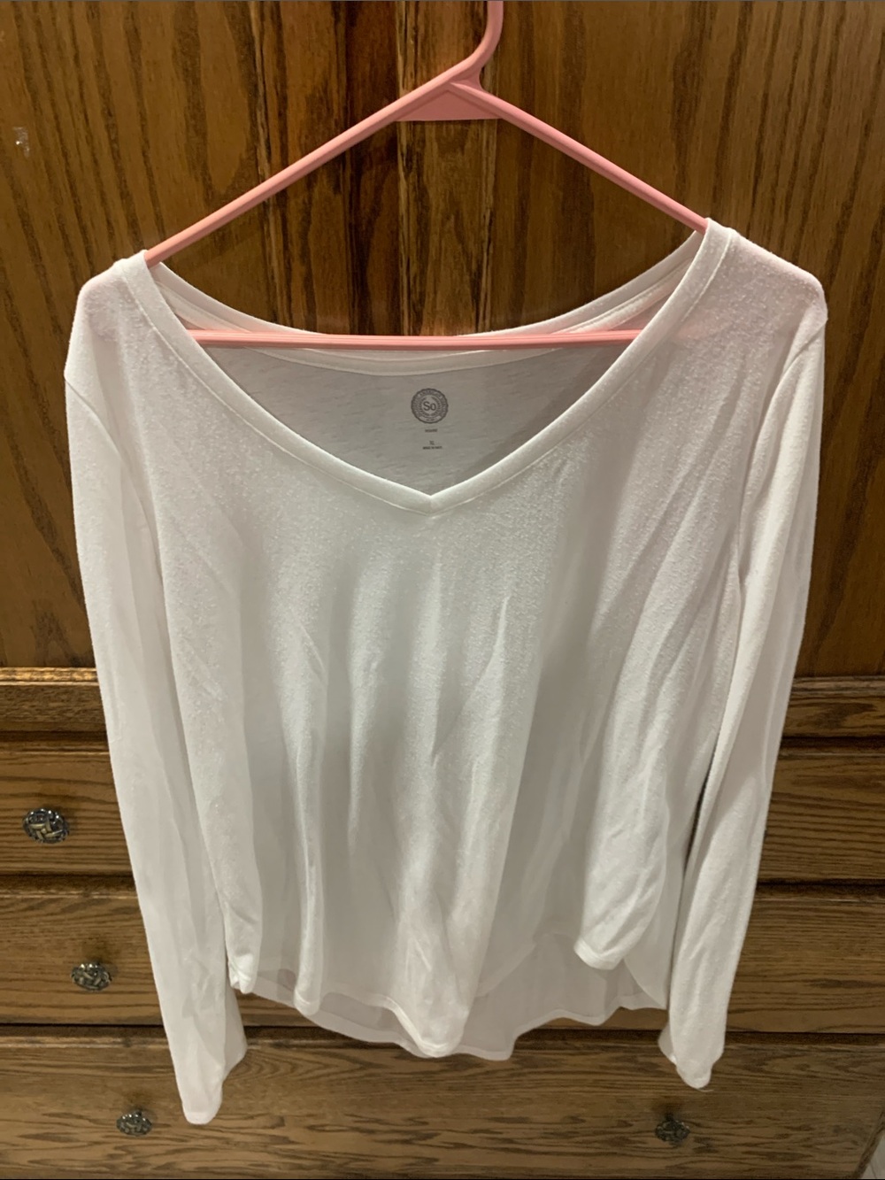SO White V-Neck Long Sleeve Top